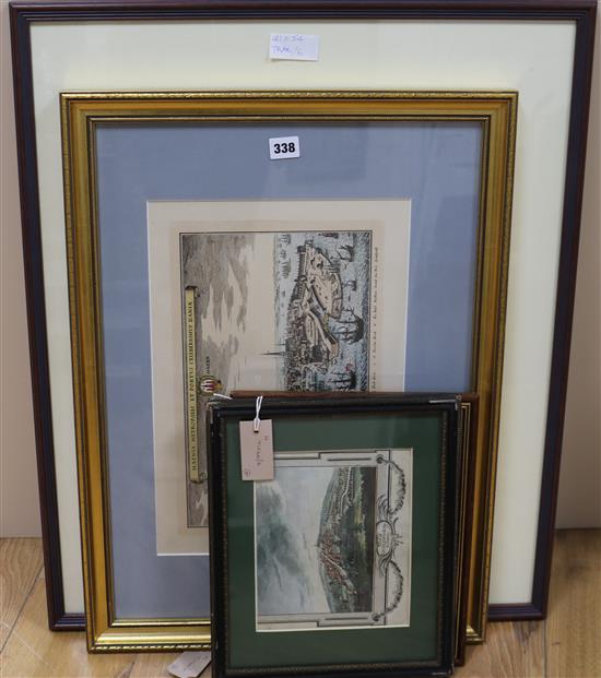 After W Leitch, coloured engraving Milan, a print of Copenhagen, and two prints of Guildford Largest 41 x 54cm